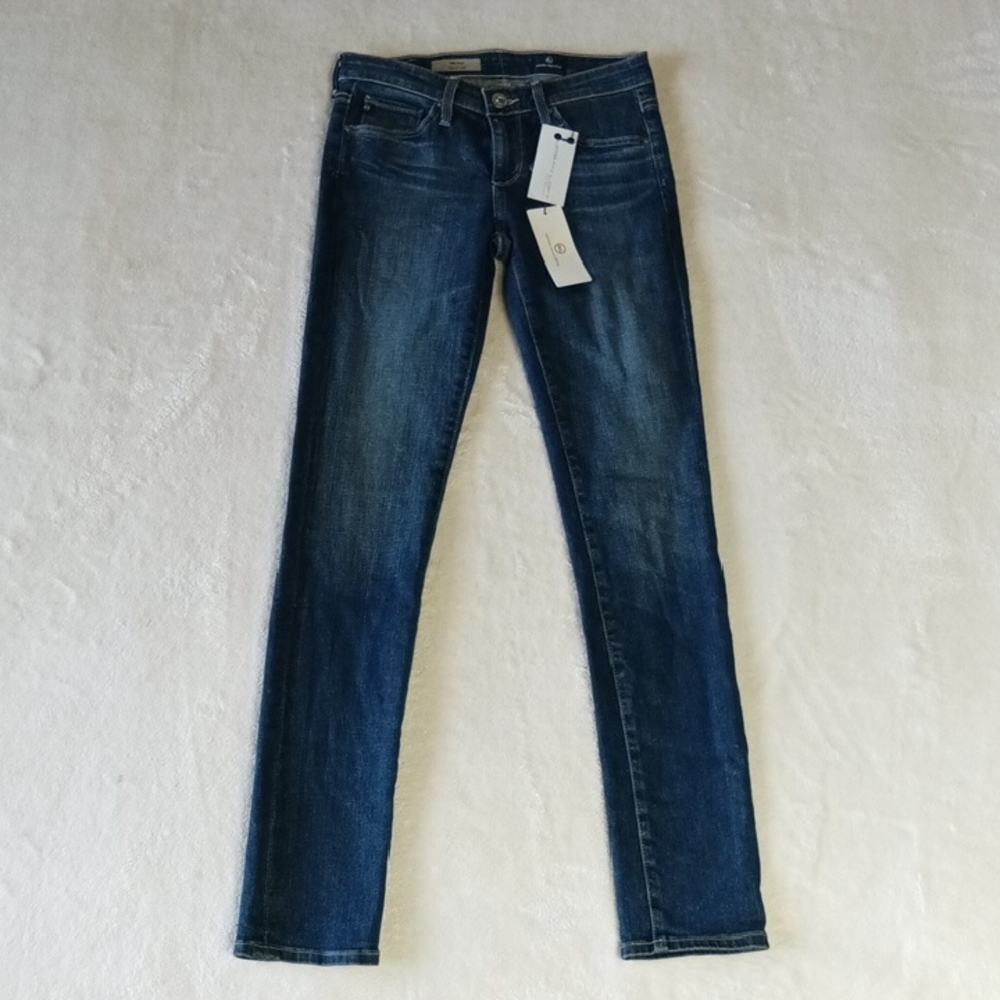 AG Adriano Goldschmied Dark Blue Skinny Jeans. Slightly Distressed. Size 24. NWT